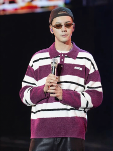 CANOTWAIT_ | Colorful Stripe Polo Neck Drop Shoulder Sweater