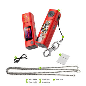 Ourlife 2K Thumb Camera 230 ° Flip the Lens Mini Digital Camera Very Small Camcorder Video Recorder Portable Keychain Camera