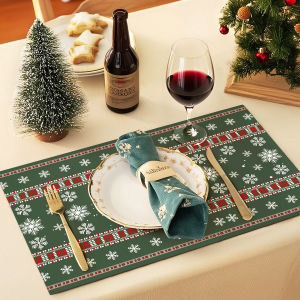 Đệm Ăn Hình Chủ Đề Giáng Sinh Cổ Điển Của Pháp Đệm Cách Nhiệt Sang Trọng Chụp Ảnh Đồ Trang Trí Bát Đĩa Vải