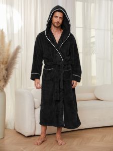 Autumn and Winter Comfortable Cotton Flannel Luxury Open Weave Couples Sleepwear Mens Warm Bathrobe Sleepwear Nightwear