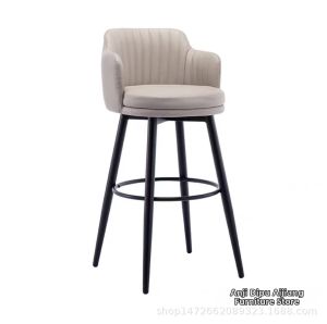 Swiveling Fashionable Minimalist Bar Stool with Trendy Backrest