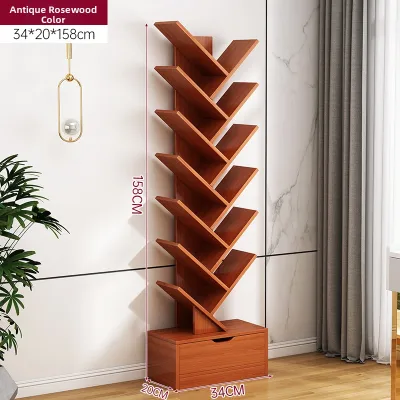 ZHUOHE | Simple Tree Shape Small Bookshelf Floor Standing Wall Multi-Layer Storage Cabinet Home Use Narrow Gap Storage Cabinet