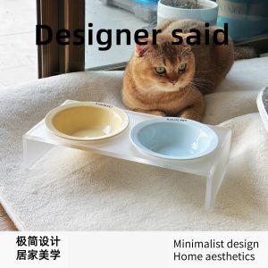 Stable Ceramic Pet Bowl High Feet Cat Food Dish Water Bowl Cat Feeder Stand Neck Protector Dish for Cats And Dogs