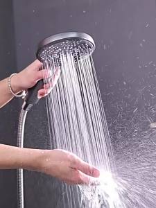 Vòi Sen Tắm Đa Chức Năng 5 Chế Độ Đầu Ra Lớn Thiết Kế Cầm Tay Nút Dừng Nước Một Chạm Tấm Silicon Kiểu Mưa Đầu Tròn