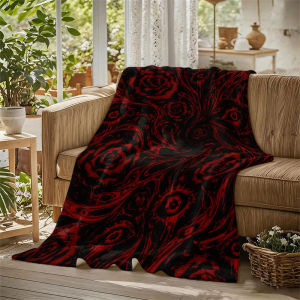 BILIBILI | Gothic Roses Eyes Red Flannel Blanket Perfect for Sofa Office Bed Travel Sleep Read Relax Camping Four Season Use