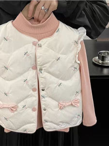 Warm Sweet Style Quilted Bow Lace Girls Vest