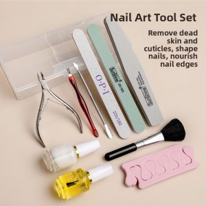 Nail Art Tools Set Full Set Pre Treatment Nail Care Dead Skin Removal Diamond Sponge Exfoliating Strip Home Use Scissors
