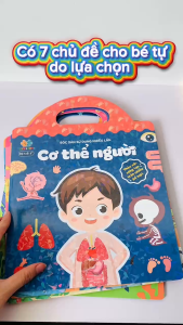 Tranh dán sticker sử dụng được nhiều lần mẫu Tiếng Việt nhiều chủ đề cho bé chọn