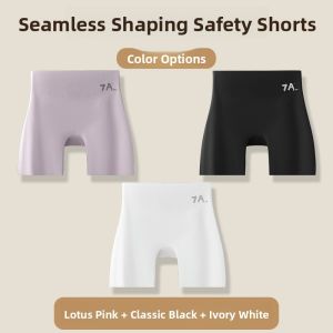 miiow | Womens Ice Silk Safety Pants Thin Summer Bottoming Shorts Seamless Underwear High Waist Briefs High Waist Briefs Shorts