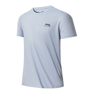 Jeep | Jeep Mens Quick Dry T-Shirt Breathable Fitness Wear Short Sleeve Summer Sportswear Checkerboard Pattern Round Neck Ultra Light