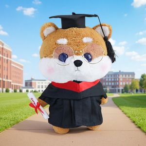 Graduation Dolls Bachelor Master Doctor Hat Glasses Dog Dolls University Bear Soft Plush Toys for 10+ Years Old