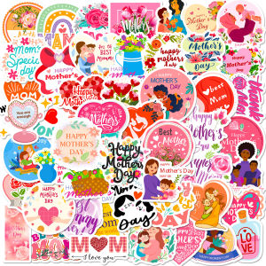 Mothers Day I LOVE YOU MOM Stickers 50 Pcs Baking Cake Label Stickers Floral Bouquet Decorations Happy Mothers Day