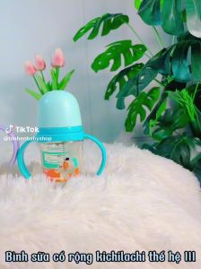 Bình Sữa Cổ Rộng Kichilachi PPSU 160ml 240ml 300ml có quai cầm