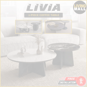 Living Mall LIVIA Premium Coffee Center Table 2-Piece Set with Tempered Glass Table Top