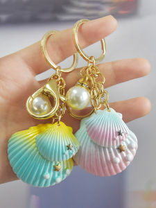 Delicate Pearl Shell Conch Keychain Couple Bags Key Chain Ocean Seaside Souvenir Pendant Fancy