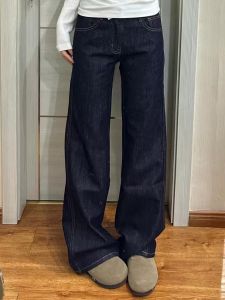 Quần Jeans Denim Ống Thẳng Cao Cấp Cho Nữ Quần Ống Rộng Ôm Dáng Mùa Xuân Thu Quần Dài Cao Cấp Có Túi Quần Jeans Denim