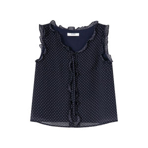 Dots Lace Hem Short Vest