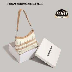 URCDN RDALVO | Beach Vacation Stripe Cutout Womens Woven Bag