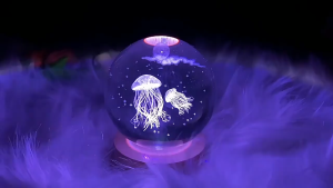 LazySpace Lampu Tidur Bola Kristal Aesthetic Malam Untuk Kamar 3D RGB USB 1.5W Ball Night Lights