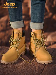 Jeep | Jeep Outdoor Waterproof Hiking Boots Mens Autumn Winter Fleece Lined Yellow Boots Womens Walking Workwear Boots