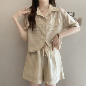 Street Style plus Size Womens Summer Fashion Set Top Bottoms Combo Slimming Effect High Waist Shorts Three Piece Ensemble