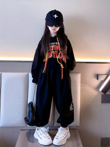 Fashionable Childrens Hoodie Girls Spring New Style Cotton Blend Korean Version Big Kids All-Match Hooded Sweatshirt