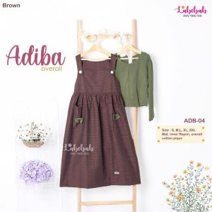 LABEBAH GAMIS OVERALL ANAK BALITA CEWEK USIA 2-3 TAHUN BAJU MUSLIM BRANDED WARNA BROWN MOTIF BELAH KETUPAT DRESS BAHAN KATUN YANDET INNER LENGAN PANJANG BAHAN RAYON VISCOSE BUSANA MUSLIM PREMIUM LEBARAN/NGAJI ADIBA SERIES GAMIS KODOK MURAH ANAK BAYI READY
