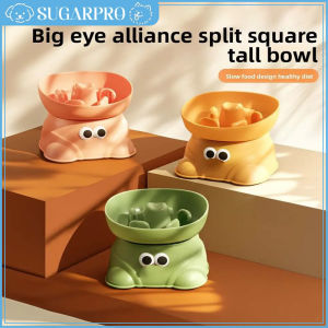 Pet Slow Feeder Bowl Elevated High Footed Dog Bowl Anti Slip Anti-Choking Protect Neck Big Eye Bowl