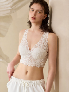 White Small Bust Lift Bra V-Neck Underlayer Lace Back