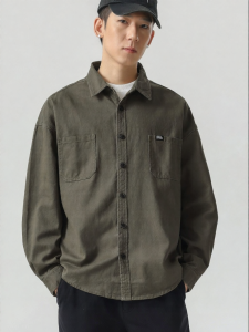 Wood soon | Collar Long Sleeve Heavy Duty Shirt Outerwear