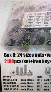 400/2100x M1.6 M2 M2.5 M3 M4 M5 304 Stainless Steel Cross Phillips Flat Ultra Thin Head Screw Bolt Nut Washer Assortment Set Kit