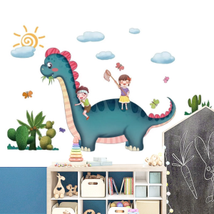 Decal giấy dán tường Khủng long dễ thương cho bé có keo sẵn-Trang trí phòng ngủ phòng chơi cho trẻ em