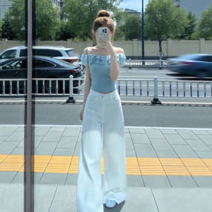 CHANGTONG | Graceful Off-shoulder Top Wide Leg Pants Set Summer