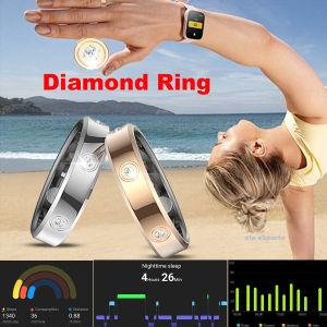 Ola Esporte Diamond Luxury Smart Ring Health Monitor Ip68 Waterproof Health Couple SmartRing Gift Sport Data Analysis BT Control