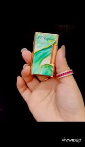 HỘP QUẸT BẬT LỬA XĂNG ĐÁ DUPONT KHẨM XÀ CỪ XANH TRƠN BÓNG ĐẸP BỀN NHỎ GỌN LÀM QUÀ TẶNG BẠN BÈ