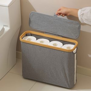 Toilet Paper Storage Basket with Lid Toilet Paper Storage Holder Stand Organizer for Bathroom Toilet Paper Storage Box Container