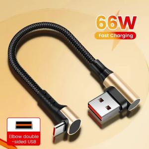 Cáp USB Type C Ngắn 0.15M/0.25M/0.5M 66W 90 ° Cáp Sạc Nhanh USB A Sang Type C Cho iPhone 15/16 Samsung Huawei Xiaomi