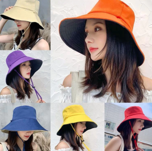 Plain Reversible Double Side Womens Hat Bucket Hat Beach Hat Summer Hat