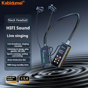 Kebidumei Color Screen Bluetooth 5.4 Earphones Neckband Headphones Wireless Headsets HiFi Stereo Noise Reduction Earbuds for Live