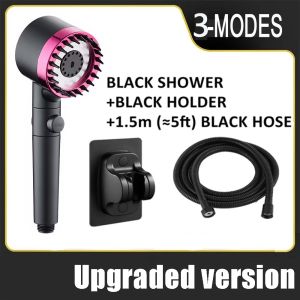 KEBIDU ประหยัดน้ำหัวฝักบัวสีดำปรับได้3โหมดฝักบัวแรงดันสูงปุ่มเดียวหยุดการนวดน้ำ Eco ฝักบัวอาบน้ำอุปกรณ์ห้องน้ำ
