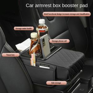 C52344 Multifunctional Center Console Armrest Cushion PU Leather Height Increasing Cup Holder Durable Portable Armrest Pad Car