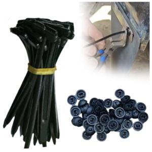 ไนลอน Universal Cable Tie Buckle รอบหัว Tie รถพลาสติก Rivets สําหรับรถซ่อมทุกวัน