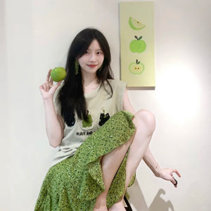 XUECAIQI | Attractive Summer Casual Loose Wear Tee and Skirt Set
