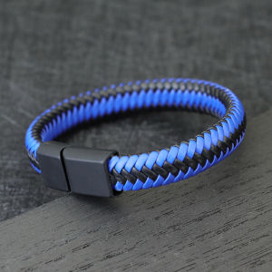 Classic PU Leather Braided Bracelet Men Handmade Weaven Magnetic Buckle 5 Colors Wrap Bangles Charm Office Husband Gift Pulsera