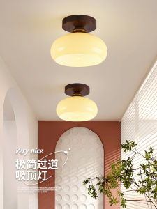 Chic Minimalist Style Corridor Balcony Light Bedroom Vintage Ceiling Light Entrance Hall Walnut Brown Color Passage Lamps
