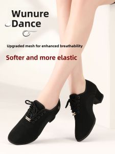 WUNUO | Soft-bottom Medium Heel Latin Dance Shoes for Cha-Cha and Standard Dancing