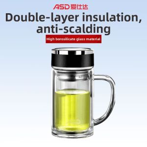 ASD | ASD Double Layered Heat Resistant Glass Cup RWB35B2J Mens Office Tea Brewing Cup Anti Scalding Explosive Proof 320ml