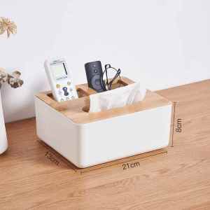 CHIZHIDU | Multi-purpose Tissue Box with Remote Control Storage