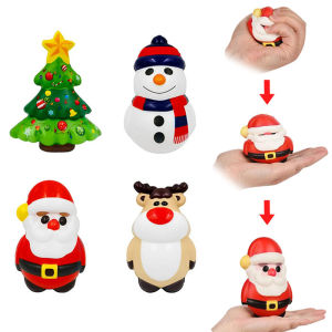 4Pcs PU Squishy Anti Stress Reliever Toy Doll Santa Claus Reindeer Christmas Gift Slow Rebound Antistress Squeeze Toy