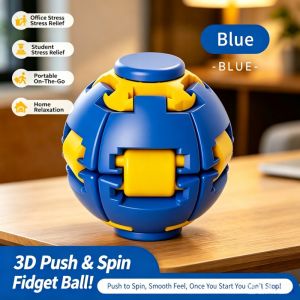 Aitemay 3D Printed Fidget Stress Relief Ball - Press & Spin Squeeze Toy Mini Deformable Gyro for Adults Teens Anxiety Relief Office School Travel